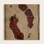 Two Tigers -- Ukiyo-e Style Wood Wall Art Gallery Image 1