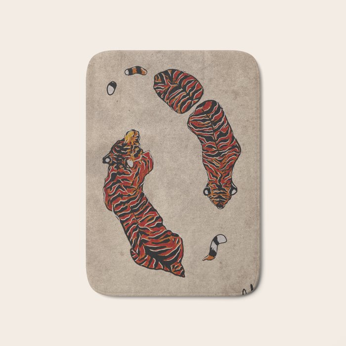 Two Tigers -- Ukiyo-e Style Bath Mat