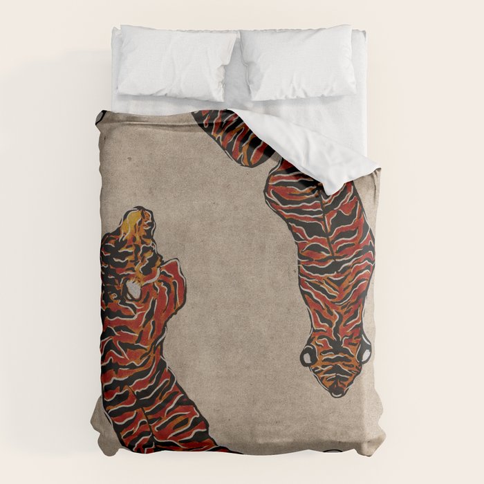 Two Tigers -- Ukiyo-e Style Duvet Cover Gallery Image 6