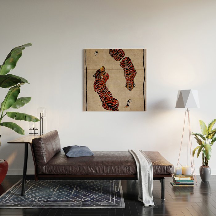 Two Tigers -- Ukiyo-e Style Wood Wall Art Gallery Image 2