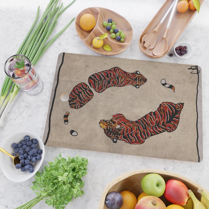 Two Tigers -- Ukiyo-e Style Cutting Board Gallery Image 2