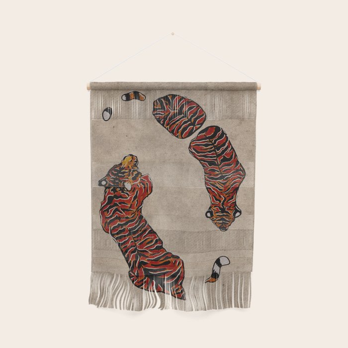 Two Tigers -- Ukiyo-e Style Wall Hanging Gallery Image 1