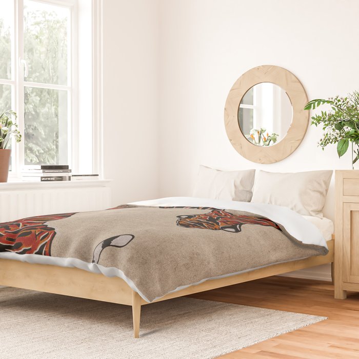 Two Tigers -- Ukiyo-e Style Duvet Cover Gallery Image 2