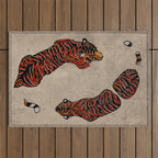 Two Tigers -- Ukiyo-e Style Outdoor Rug Gallery Image 1