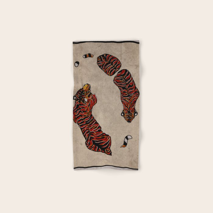 Two Tigers -- Ukiyo-e Style Bath Towel Gallery Image 1