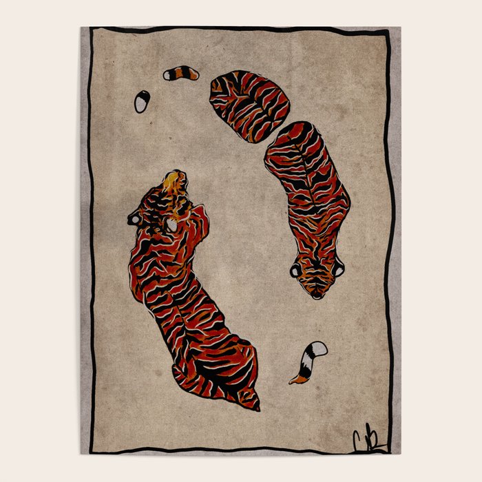 Two Tigers -- Ukiyo-e Style Poster Gallery Image 1
