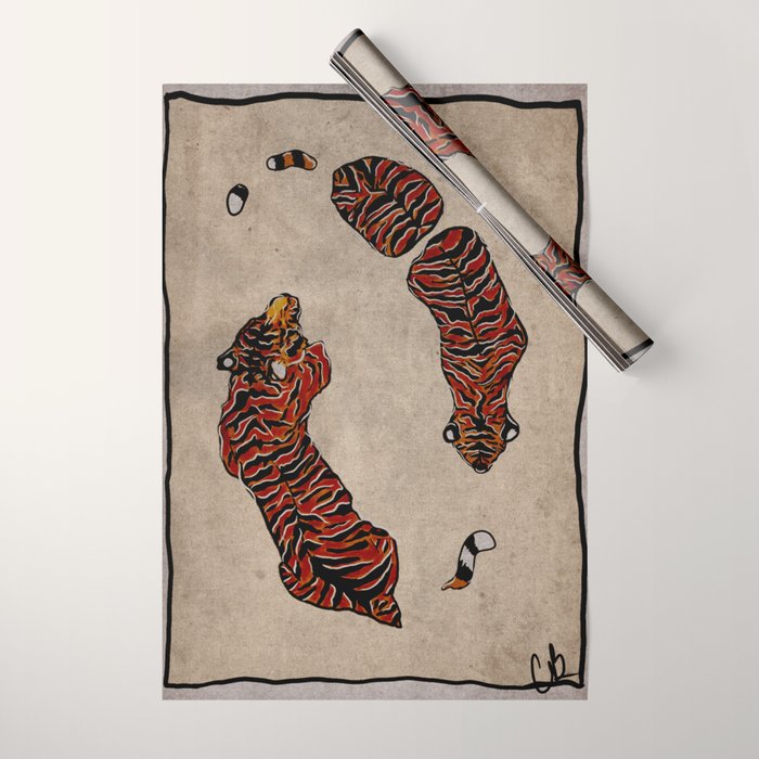 Two Tigers -- Ukiyo-e Style Wrapping Paper Gallery Image 1