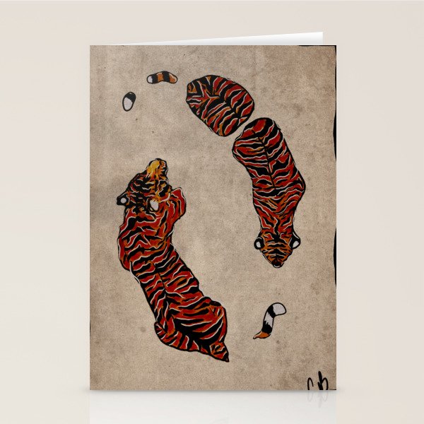 Two Tigers -- Ukiyo-e Style Stationery Card Gallery Image 2