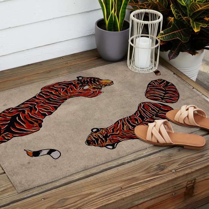 Two Tigers -- Ukiyo-e Style Outdoor Rug Gallery Image 2