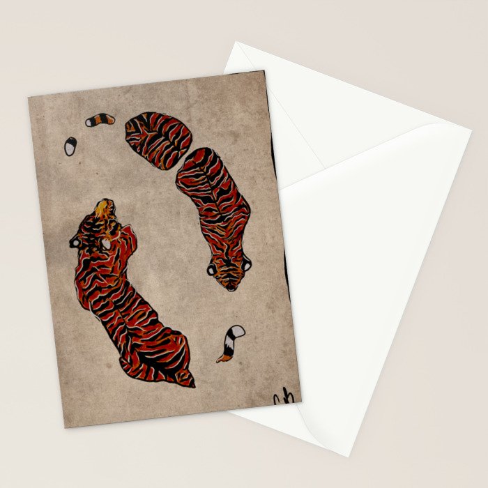 Two Tigers -- Ukiyo-e Style Stationery Card Gallery Image 2
