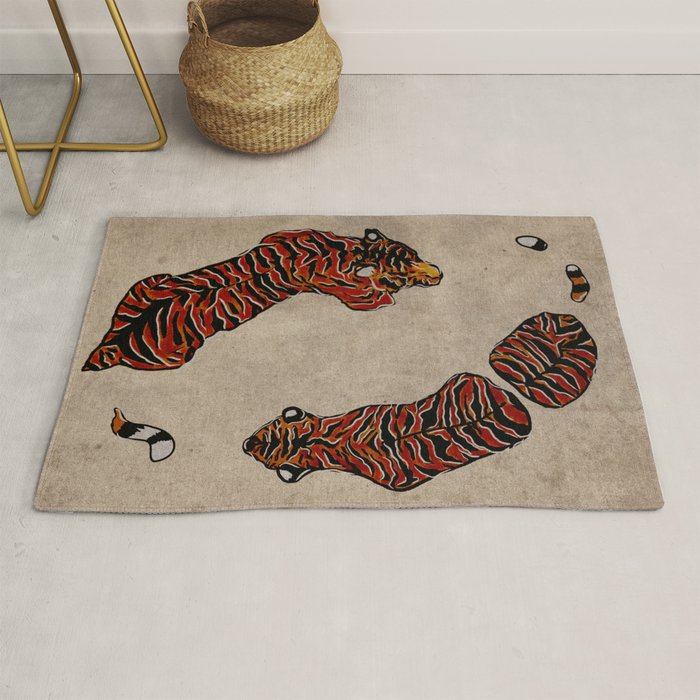 Two Tigers -- Ukiyo-e Style Rug Gallery Image 1