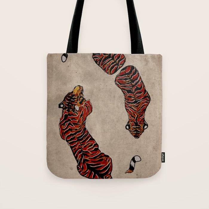 Two Tigers -- Ukiyo-e Style Tote Bag Gallery Image 1