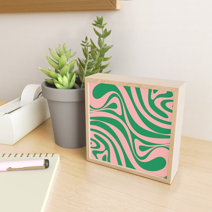 New Groove Retro Swirl Abstract in Pink and Green Mini Art Print Gallery Image 2