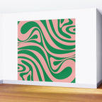 New Groove Retro Swirl Abstract in Pink and Green Wall Mural Gallery Image 2