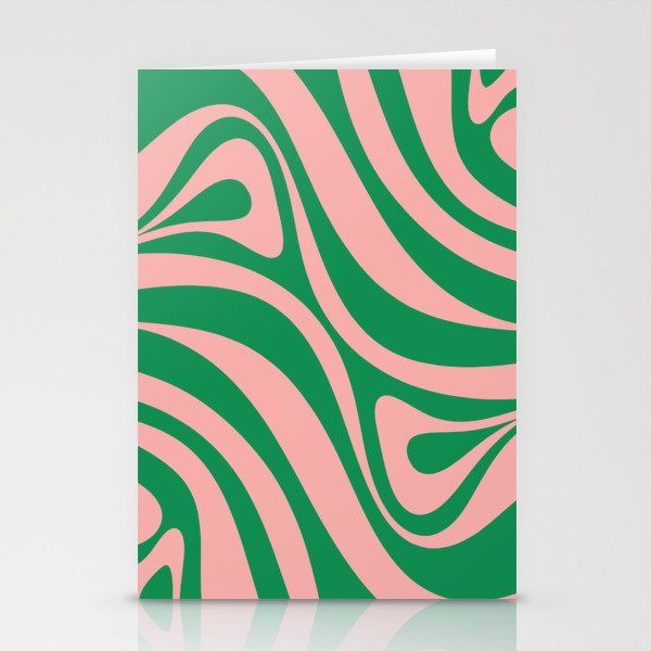 New Groove Retro Swirl Abstract in Pink and Green Stationery Card Gallery Image 2