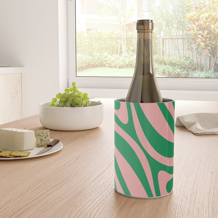 New Groove Retro Swirl Abstract in Pink and Green Wine Chiller Gallery Image 4