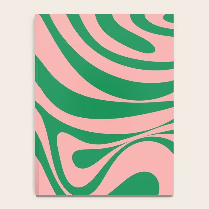 New Groove Retro Swirl Abstract in Pink and Green Notebook Gallery Image 4