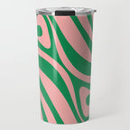 New Groove Retro Swirl Abstract in Pink and Green Travel Mug Gallery Image 1