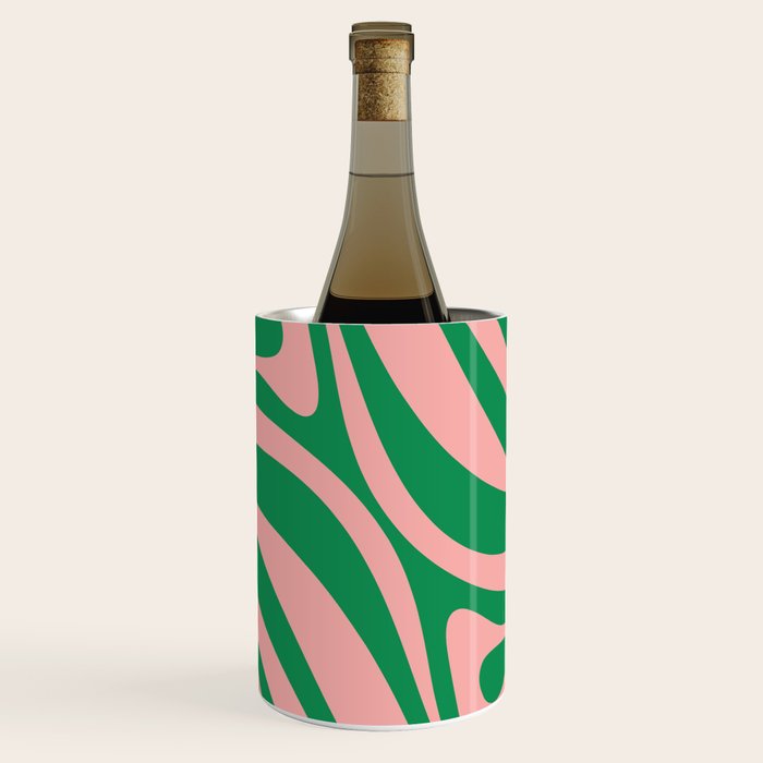 New Groove Retro Swirl Abstract in Pink and Green Wine Chiller Gallery Image 1