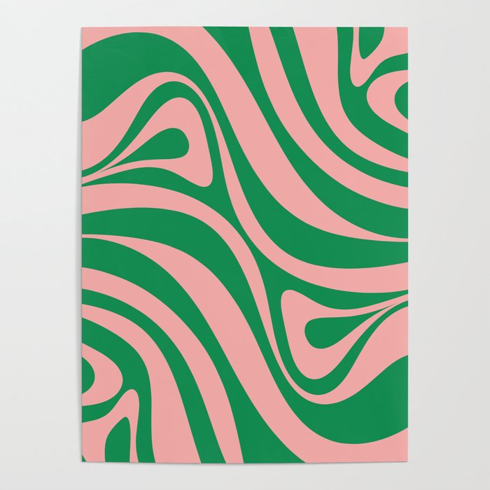 New Groove Retro Swirl Abstract in Pink and Green Poster Gallery Image 4