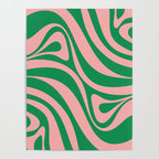 New Groove Retro Swirl Abstract in Pink and Green Poster Gallery Image 4