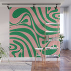 New Groove Retro Swirl Abstract in Pink and Green Wall Mural Gallery Image 1