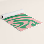 New Groove Retro Swirl Abstract in Pink and Green Yoga Mat Gallery Image 2