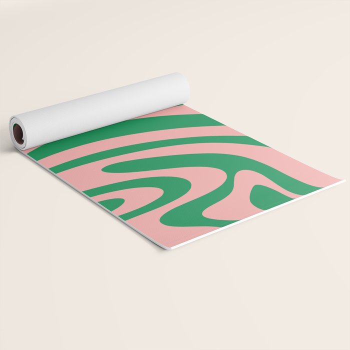 New Groove Retro Swirl Abstract in Pink and Green Yoga Mat Gallery Image 2