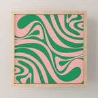 New Groove Retro Swirl Abstract in Pink and Green Mini Art Print Gallery Image 1