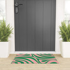 New Groove Retro Swirl Abstract in Pink and Green Welcome Mat Gallery Image 3