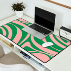 New Groove Retro Swirl Abstract in Pink and Green Desk Mat Gallery Image 2