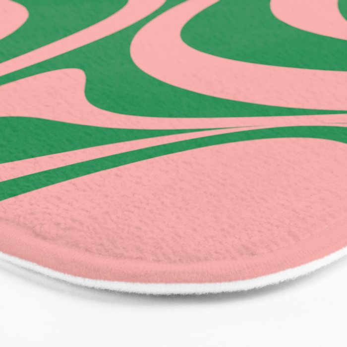 New Groove Retro Swirl Abstract in Pink and Green Bath Mat Gallery Image 3