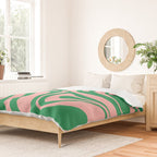 New Groove Retro Swirl Abstract in Pink and Green Duvet Cover Gallery Image 2