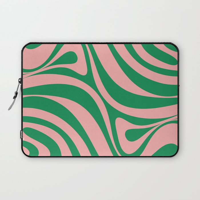 New Groove Retro Swirl Abstract in Pink and Green Laptop Sleeve Gallery Image 1