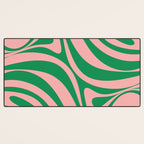 New Groove Retro Swirl Abstract in Pink and Green Desk Mat Gallery Image 3