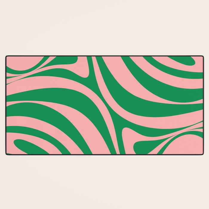 New Groove Retro Swirl Abstract in Pink and Green Desk Mat Gallery Image 3