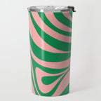 New Groove Retro Swirl Abstract in Pink and Green Travel Mug Gallery Image 2