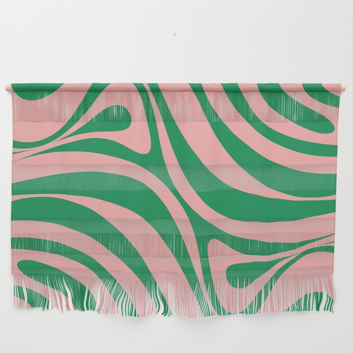 New Groove Retro Swirl Abstract in Pink and Green Wall Hanging Gallery Image 1