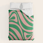 New Groove Retro Swirl Abstract in Pink and Green Duvet Cover Gallery Image 6