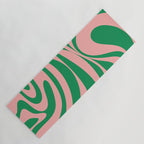 New Groove Retro Swirl Abstract in Pink and Green Yoga Mat Gallery Image 1