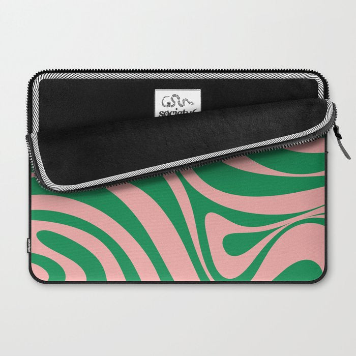 New Groove Retro Swirl Abstract in Pink and Green Laptop Sleeve Gallery Image 2