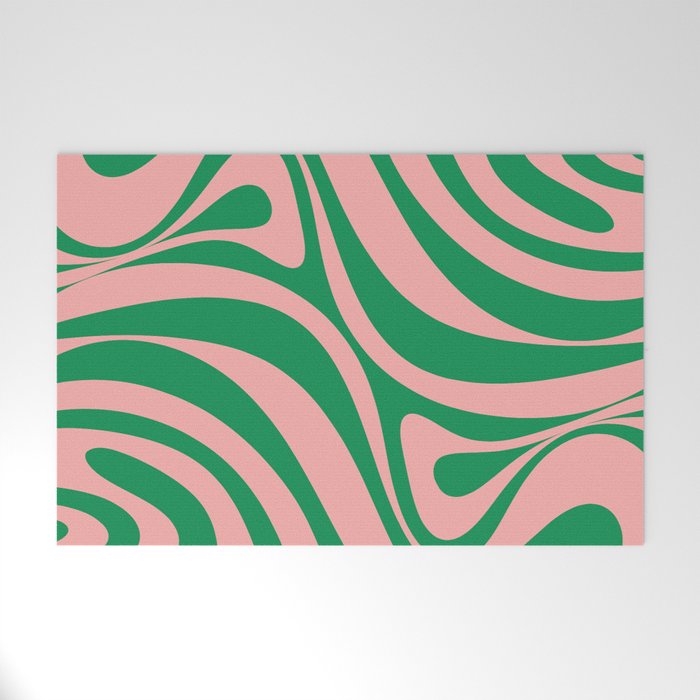 New Groove Retro Swirl Abstract in Pink and Green Welcome Mat Gallery Image 1