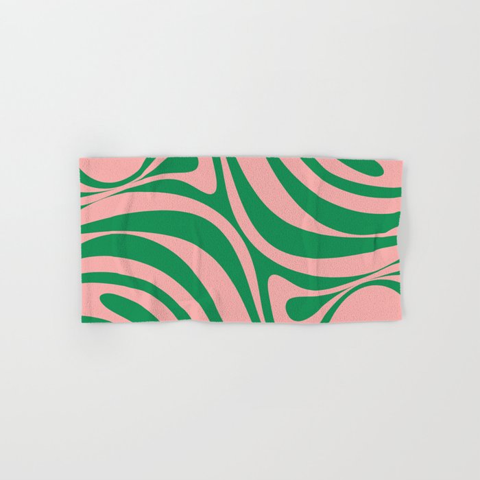 New Groove Retro Swirl Abstract in Pink and Green Bath Towel Gallery Image 1