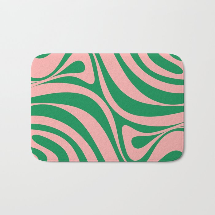 New Groove Retro Swirl Abstract in Pink and Green Bath Mat Gallery Image 1