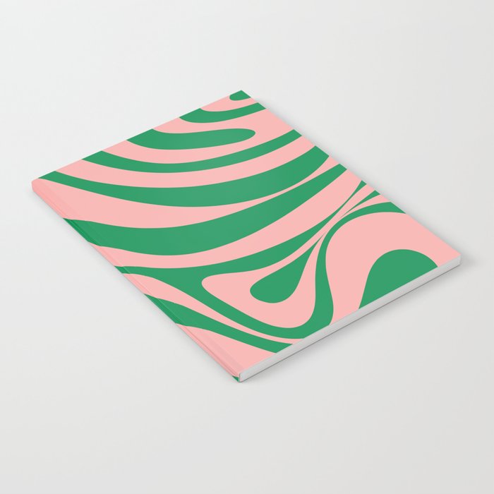 New Groove Retro Swirl Abstract in Pink and Green Notebook Gallery Image 2