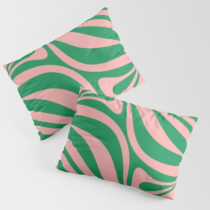 New Groove Retro Swirl Abstract in Pink and Green Pillow Sham Gallery Image 3