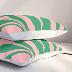 New Groove Retro Swirl Abstract in Pink and Green Pillow Sham Gallery Image 3