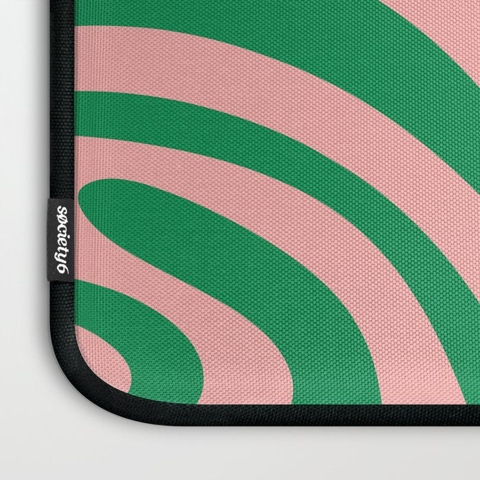 New Groove Retro Swirl Abstract in Pink and Green Laptop Sleeve Gallery Image 3
