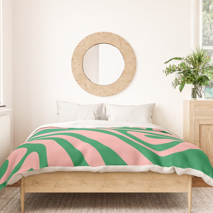 New Groove Retro Swirl Abstract in Pink and Green Duvet Cover Gallery Image 3
