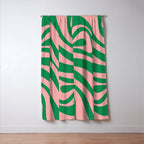 New Groove Retro Swirl Abstract in Pink and Green Window Curtain Gallery Image 3